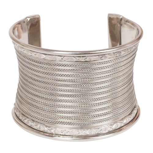 Image of Touchstone Indian Bollywood Desire Brass Base Exotic Workmanship Free Size Cuff Bracelet in Antique Gold Or White Or Copper Tone for Women.
