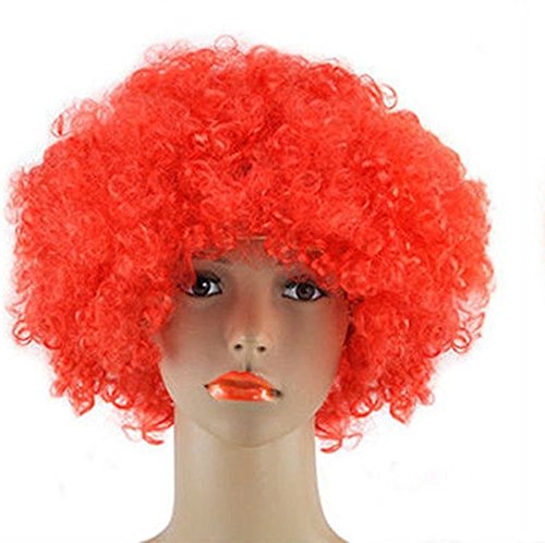 REALPACK CURLY AFRO FANCY DRESS WIGS FUNKY DISCO CLOWN STYLE MENS/LADIES COSTUME (RED)