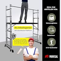 PROREGAL Arbeitsgerüst MULTISTEP, 3-in-1 Aluminiumleiter, 2x6 Sprossen, bis zu 2,7 m Höhe, Traglast 150kg, Arbeitsgerüst, Stehleiter, Anlegeleiter, Mehrzweckleiter – Ansicht 4