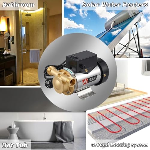 Image of KISAN | Automatic Water circulation Booster Pump With Wall Mounting Bracket Suitable for 100C Hot & cold Water Circulation | 90 W | 2900 RPM | 20 LPM | 10 M Head for Ges geyser, Washing Machine