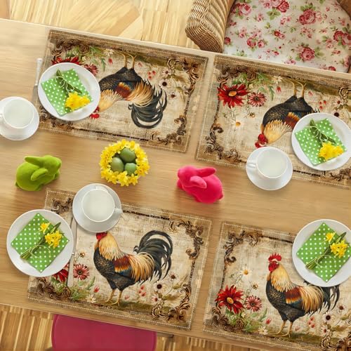 Farmhouseroosterplacematssetof6farmchickentablematscountryflowersplacematsimitationlinenheatresistantplacematsforvintagediningdecorationkitchenpartyrestaurants12x18 Urban Country Home Decor Farmhouse rooster placemats set of 6 farm chicken table mats country flowers place mats imitation linen heat resistant placemats for vintage dining decoration kitchen party restaurants 12×18 urban country home decor