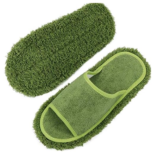 XJLANTTE Mikrofaserpantoffeln - Unisex Mop Pantoffeln Hausboden Staub Haarschmutz-Reinigungswerkzeug (Dunkelgrün, L, 10 UK Wide) 5 XJLANTTE Mikrofaserpantoffeln - Unisex Mop Pantoffeln Hausboden Staub Haarschmutz-Reinigungswerkzeug (Dunkelgrün, L, 10 UK Wide)