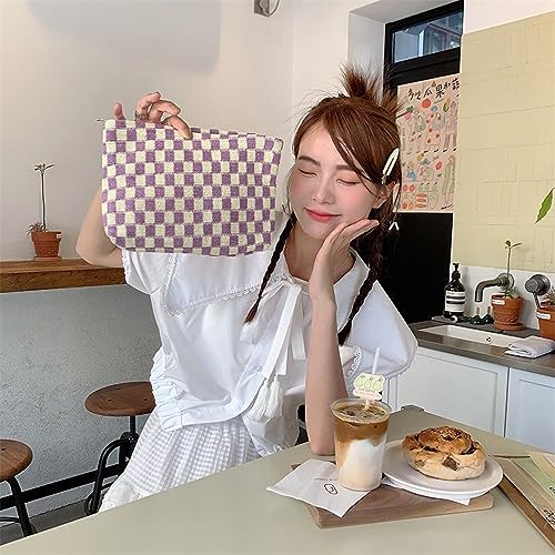 Cute Y2k Checkered Makeup Bag for Women4