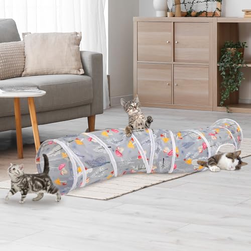 Image of Glittme Cat Tunnel, Cat Tunnels for Indoor Cats, S-Shape Peekaboo Cat Cave with Cat Toys, Foldable Cat Tubes and Tunnels for Cats, Rabbit, Puppy, Guinea Pig
