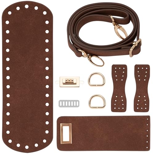 Yesaler Ledertaschen-Rucksack-Herstellungsset mit Taschenboden Schultergurt Kordelzug Schließschnalle für DIY Häkelbedarf Geldbörsen Rucksäcke (Braun)
