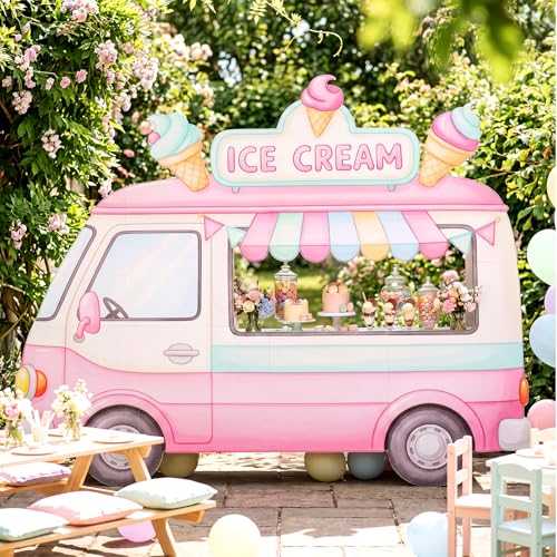 Honoson 59 x 47in Large Ice Cream Truck Standee Cardboard Cutout Backdrop