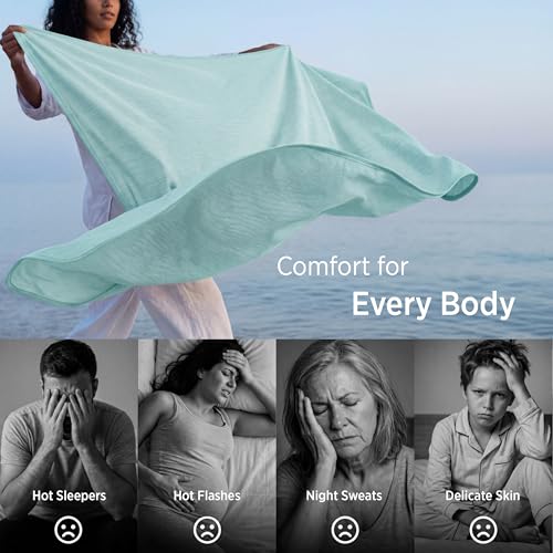 Image of Bedsure Green Cooling Blanket for Hot Sleepers - Summer Cold Throw Blanket for Bed, Arc-Chill Lightweight Summer Bedding, Cool Thin Ice Cold Cooled Throws with Rayon Derived from Bamboo, 50x70