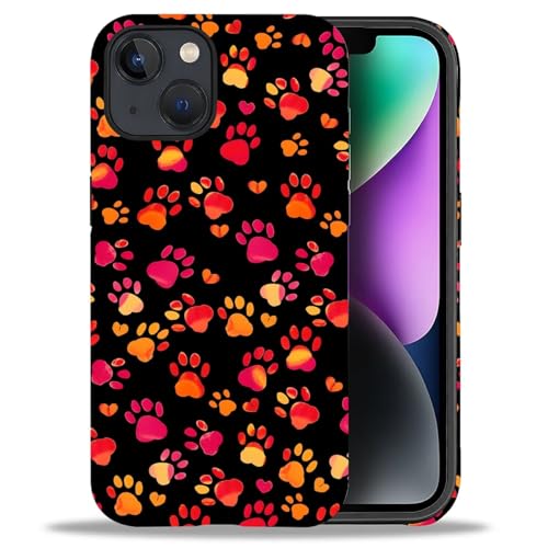 Bvkilrvc Compatible with iPhone 13/iPhone 14 Case, Red Dog Paw Pattern Print Phone Case Funny Liquid Silicone Case Impact Resistant Anti-Scratch Shockproof Protective Cover - image 1