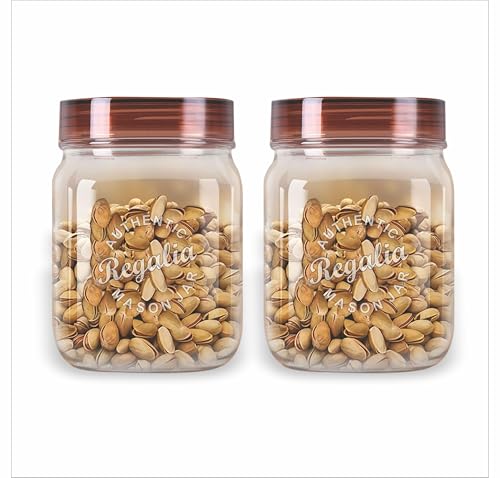 Image of Java Regalia Plastic Storage Jar and Container Set, Airtight & BPA Free Containers for Kitchen Storage, Grocery Kitchen Container Stoarge, Multipurpose Transparent Jar, 1500 ML Each, Set of 2