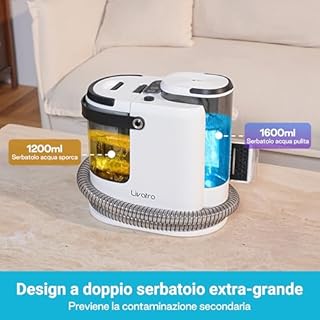 Livatro Lavatappeti e Divani Lava e Asciuga, 1700W Pulitore a Vapore per Divani, 15KPa Lava Tappezzeria, Pulisci Divani a Vapore, Serbatoio da 1,6 L, per Pulito, Mobili Imbottiti, Sofà, Auto