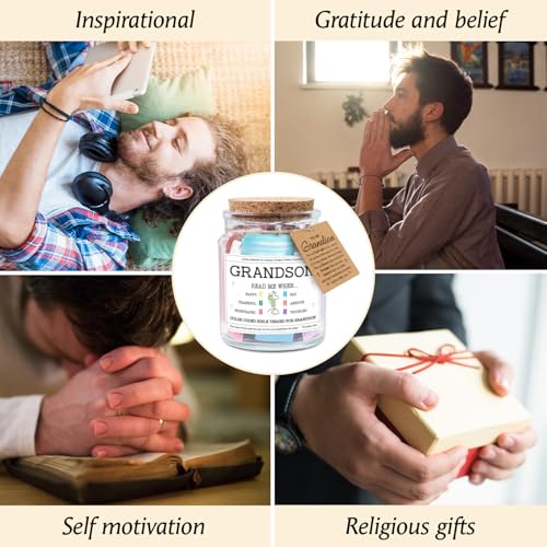 Image of NewEleven Fathers Day Gift for Grandson - High School Graduation Gifts for Boys From Grandma, Grandpa - Graduation Gifts, Christian Gift For Teen Boy, Grandkids - Bible Verse Jar