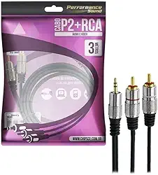 PIX Cabo P2+Rca Fitz - P2 Estereo X 2 Rca Macho Plug Metal - 3M