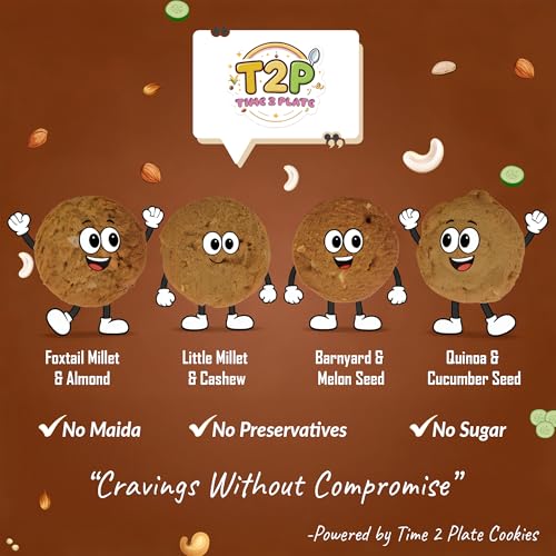 Image of T2P Healthy Millet Biscuits Combo (Pack of 4) - Made with Nutritious Millets & Nuts - High Protein, Low Carb & Fiber Rich Cookies - No Maida No Refined Sugar Breakfast & Snack Anytime