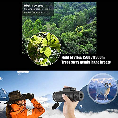 40X60 Outdoor Monocular BAK4 Monocular Telescope HD Vision Scope Prisma Bússola embutida com suporte