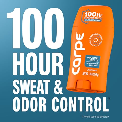 Image of Carpe Underarm Antiperspirant Deodorant for Men and Women - 100 Hour Sweat & Odor Control - Clinical Strength Deodorant for Men - Long Lasting Deodorant Antiperspirant - Mountain Breeze - 3 Pack