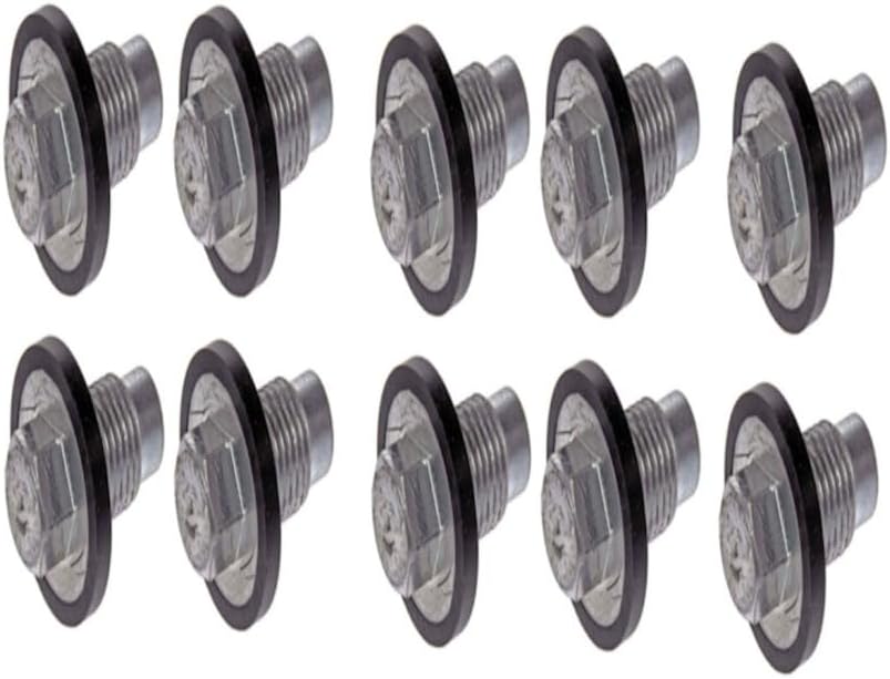 KarParts360 For Ram Dakota 2011 Engine Oil Drain Plugs | 10 Pieces | Steel Material | Silver | 5.8 Bolt Grade | Conventional Drain Method | Replacement For 11137513050, 6506100AA