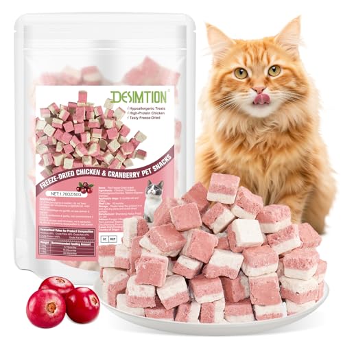 Croccantini liofilizzati pollo e cranberry per Cani e Gatti,Ingredienti Naturali, Ricchi di Proteine e Antiossidanti,Snack per l'addestramento o come Condimento per il cibo (Pollo-EU)