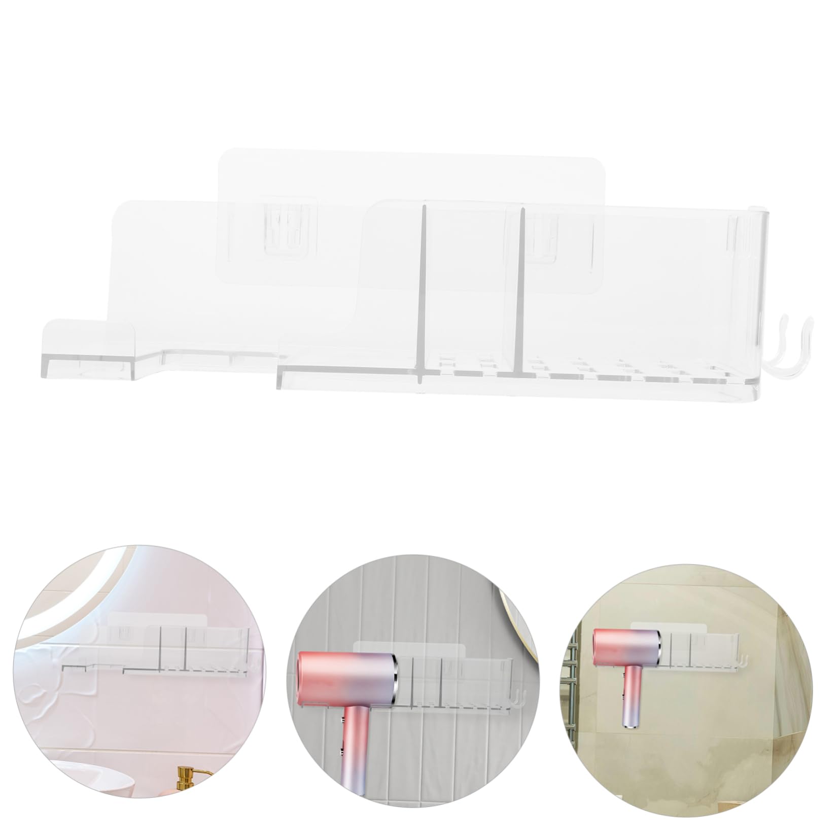 HOOTNEE Blow Dryer Holder -Mounted Hair Dryer Storage No Drilling Organizer for Bathroom