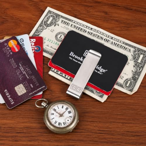 Image of Stainless Steel Money Clip Wallet, Slim Compact Cash and Card Holder Compact stainless steel construction offers a clip for folded notes and cards, with a slim profile suited to pockets.