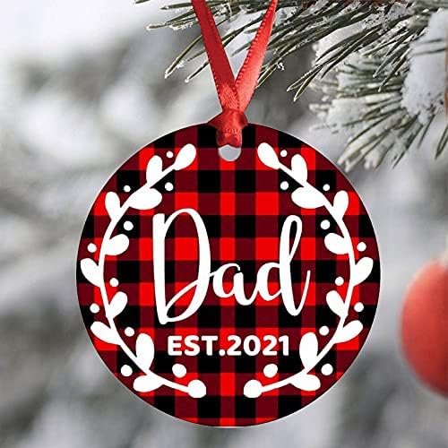 ArogGeld Dad Est Date Porcelain Ornament First Christmas as Dad Ceramic Ornament Personalized Christmas Tree Ornaments Keepsake Collectible Gift for Family Friends Two-Side Printed Design image 5