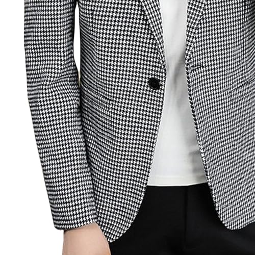 Men's Slim Business Casual Blazers Plaid Fashion Elegant Suit Jacket Lightweight Youth Casual Sport Coat3