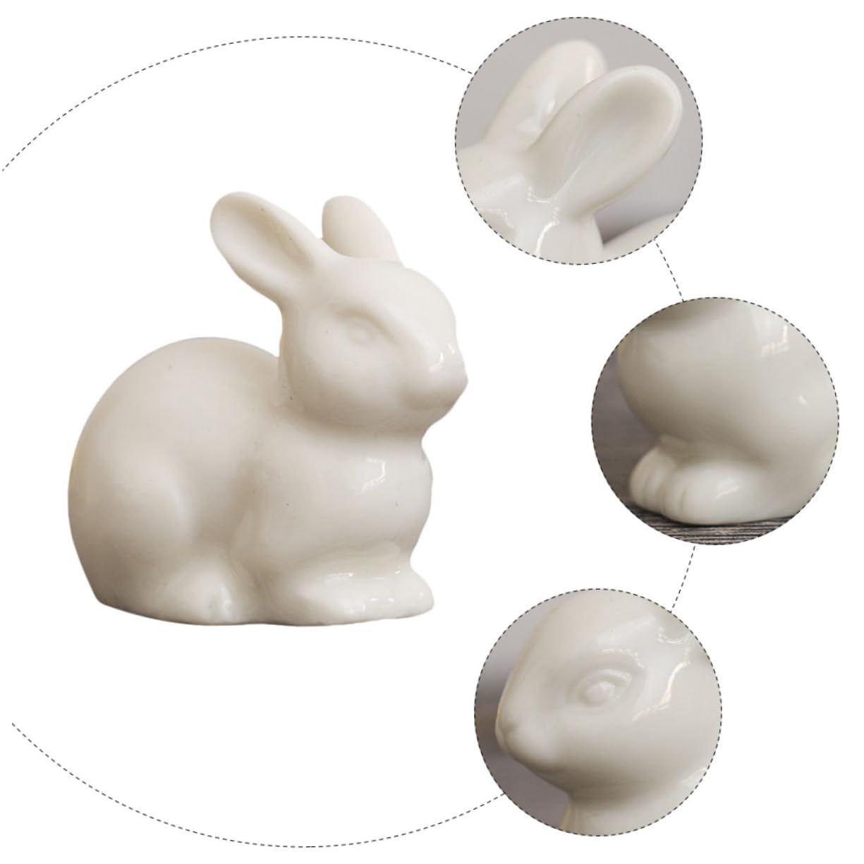 Happyyami 15 Pz Ornamento Di Coniglio Mini Coniglietto Accessori Per Case Delle Bambole in Miniatura Figura Del Coniglietto Di Pasqua Fai Da Te Orecchio Decorazioni Ceramica Bianca
