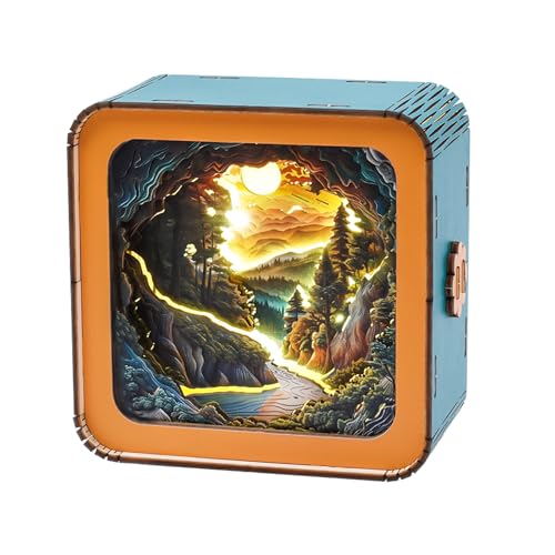 Rompecabezas 3D de luz nocturna (bosque hermoso) rompecabezas de madera 3D para adultos, manualidades para adultos, decoraciones de Halloween, Navidad, regalos para familiares y amigos