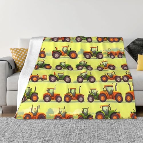 Couverture polaire en flanelle de machine agricole verte pour lit - 2