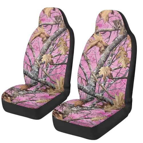 SEANATIVE Front Car Seat Covers 2 Packs Car Seat Protector Pink Camo Hunting High Back Bucket Cover Nonslip Seat Cover for Cars, Trucks & SUVs Auto Interior Decor