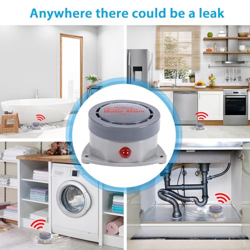Water Leak Detector 5 Pack, Shackcom Water Alarm 110DB, Wireless, Waterproof & Battery-Operated, Audio and Light Alerts for Bathroom, Kitchen & Home Security ( Battery Not Included ) - Thumbnail 5