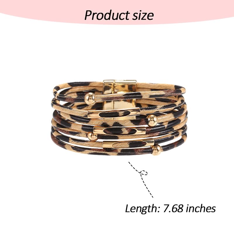 YALLNASL Vintage Boho Leopard Cow Bracelet for Women Y2k Leopard Print Bangle Bracelets for Women Trendy Adjustable Bracelet Bangles3
