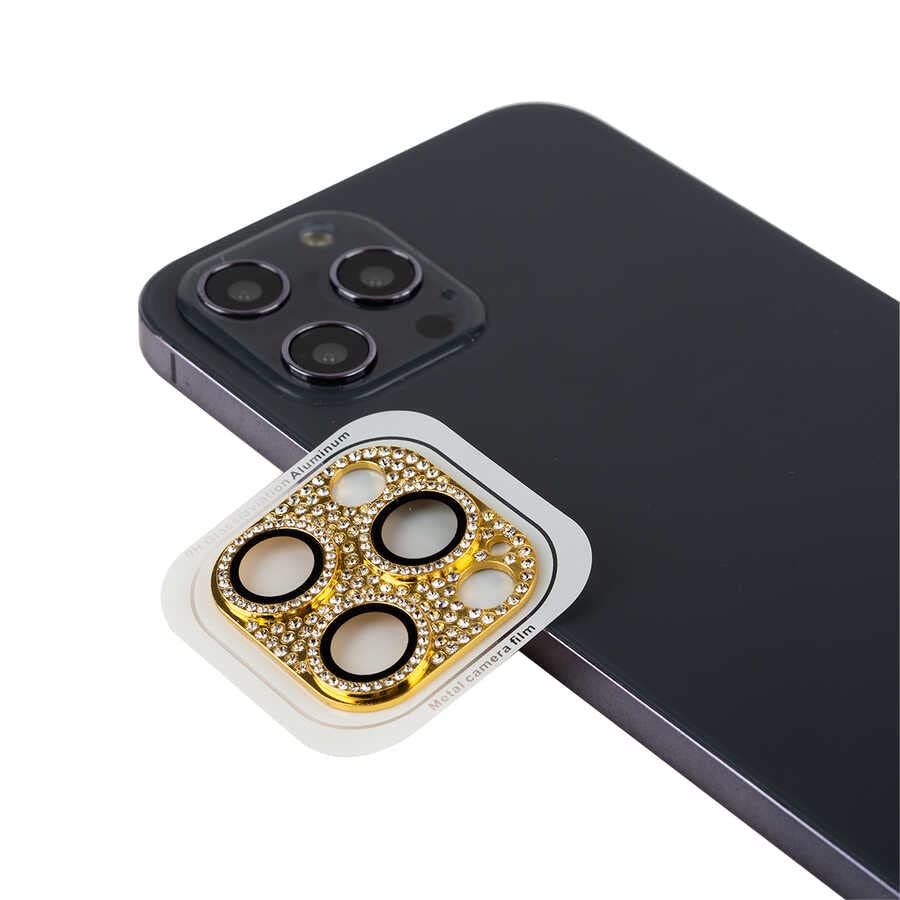 Zore Apple ile uyumlu iPhone 12 Pro Max CL-08 Kamera Lens Koruyucu Gold