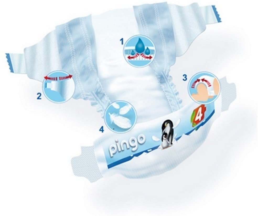 Pañales ecológicas Pingo T6-15 a 30 kg (4 paquetes de 32 es decir, 128 capas)