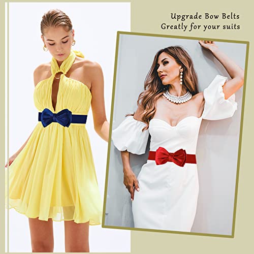 3PCS Women Satin Bow Belts Wide Stretch Elastic Belts Skinny Waist Belts for Lady Dress4