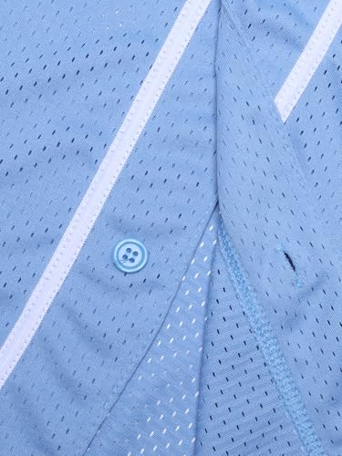 Camiseta de béisbol blanca para hombres, malla, casual de manga corta con botones miniatura 2