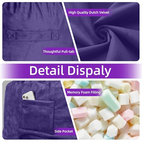 HABUTWAY Bean Bag Chair 3Ft Luxurious Velvet Ultra Soft Fur with High Rebound Memory Foam Bean Bag Chairs for Adults Plush Lazy Sofa with Fluffy Removable Sponge 3' (Purple)