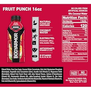 Bodyarmor sports drink sports beverage fruit punch coconut water hydration natural flavors with vitamins potassium packed electrolytes perfect for athletes 16 fl oz pack of 12  urban country home decor