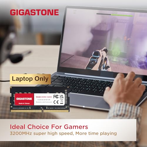 Image of 【DDR4 RAM】 Gigastone Laptop RAM 16GB DDR4 16GB DDR4-3200MHz PC4-25600 CL22 1.2V 260 Pin Unbuffered Non ECC SODIMM for Notebook Laptop Memory Module (Laptop ONLY)