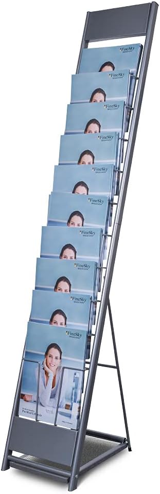 Kroey 10-Layer A4 Magazine Rack Display Stand - Tiered Literature Holder for Reception, Offices & Trade Shows (59"H Foldable)