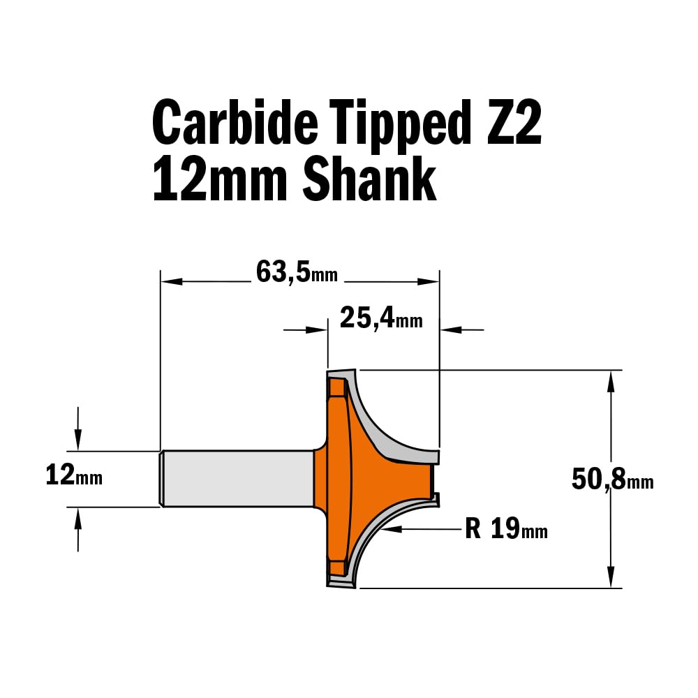 CMT ORANGE TOOLS 927.690.11 Fresa Radio concavo hm s 12 d 50.8 r 19, 5 V, Arándano