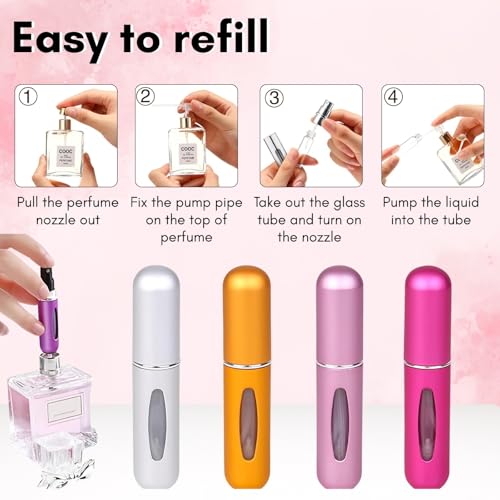 Image of Munshi & Saint Mini Perfume Refill Bottle, Easy To Refill & Carry Pocket Size Aluminium Glass Empty Bottle - 5ML (Pack of 3)