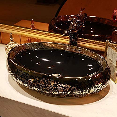 Bathroom Sink, Black Gold, Metallic Finish, Ceramic (B085MGLRVN) Amazon Price History, Amazon Price Tracker