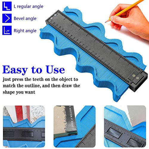 ToToT 6\" Blue Outline Gauge Marking and Measuring Tool Multi Angle Irregular Measuring Profilometer