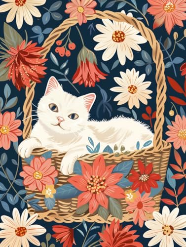 Broderie diamant chats et fleurs 5D DIY par MIRONS, kit complet peinture diamant de 40x50cm