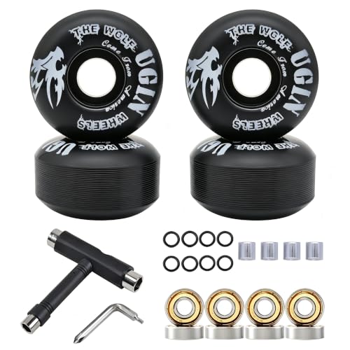 LONTOHCE Skateboard Wheels 52mm 95A, Black, with Tool Set