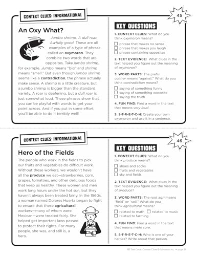 100 Task Cards: Context Clues: Reproducible Mini-Passages With Key Questions to Boost Reading Comprehension Skills - Image 4
