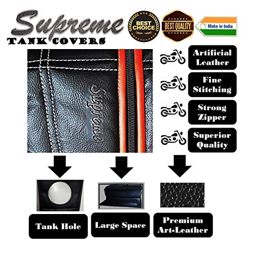 Image of Stylish Tank Cover with Large Space for Gixxer SF - Red Piping on Black