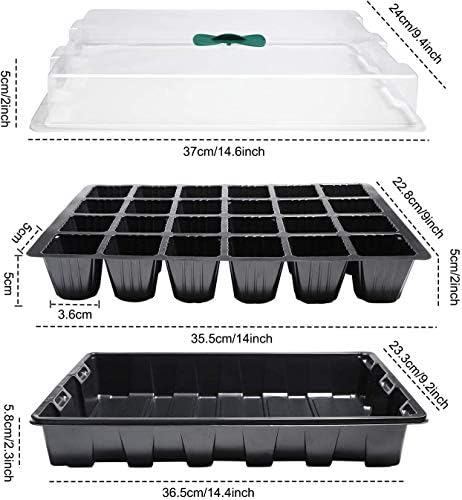 Richaa Mini Serre 5 Pièces - 120 Cellules Pour Semis, Avec Couvercle Et Plateau, Noir