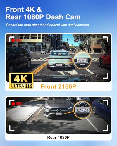 Fitcamx Front 4K+Rear 1080P Dash Cam