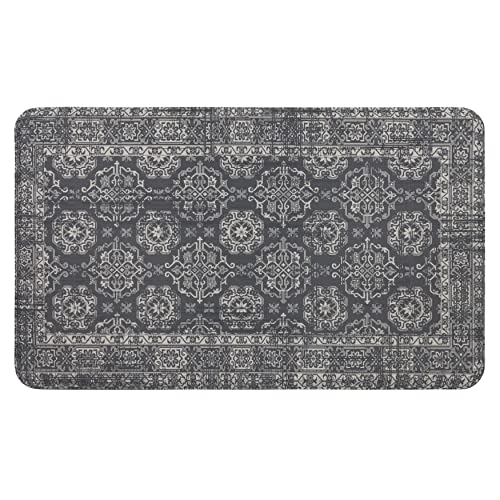 Mohawk Home Anti Fatigue Dri-Pro Cushion Mat, Damask Border Grey (1' 6